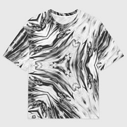Мужская футболка оверсайз Черно-белый абстрактный узор Трио