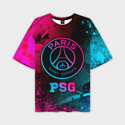 Футболка оверсайз мужская PSG - neon gradient, цвет: 3D-принт