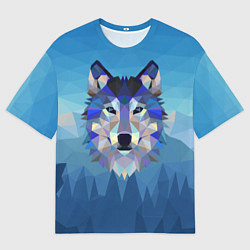 Мужская футболка оверсайз Лоу Поли Волк Арт