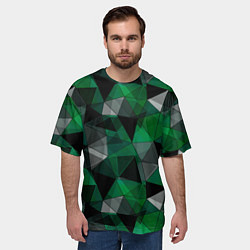 Футболка оверсайз мужская Зеленый, серый и черный геометрический, цвет: 3D-принт — фото 2