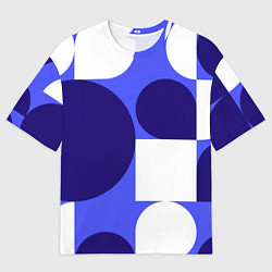 Футболка оверсайз мужская Абстрактный набор геометрических фигур - Синий фон, цвет: 3D-принт