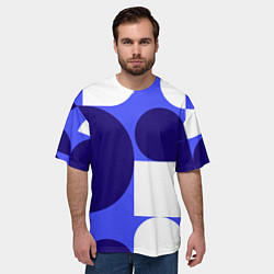 Футболка оверсайз мужская Абстрактный набор геометрических фигур - Синий фон, цвет: 3D-принт — фото 2