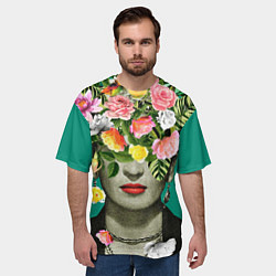 Футболка оверсайз мужская Фрида Кало - Арт Портрет, цвет: 3D-принт — фото 2