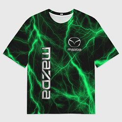 Футболка оверсайз мужская Mazda зеленые молнии, цвет: 3D-принт