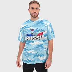 Футболка оверсайз мужская Russia: синий камфуляж, цвет: 3D-принт — фото 2