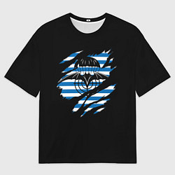 Футболка оверсайз мужская Спецназ ГРУ - порванная, цвет: 3D-принт