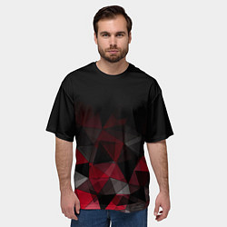 Футболка оверсайз мужская Черно-красный геометрический, цвет: 3D-принт — фото 2