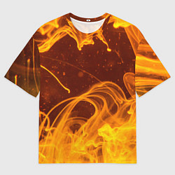 Футболка оверсайз мужская Абстрактные языки пламени из красок, цвет: 3D-принт