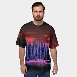 Футболка оверсайз мужская Абстрактный фиолетовый лес и тёмная река, цвет: 3D-принт — фото 2