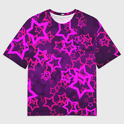 Футболка оверсайз мужская Purple stars, цвет: 3D-принт