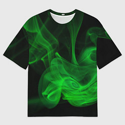 Мужская футболка оверсайз Зелёный абстрактный дым
