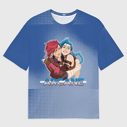 Футболка оверсайз мужская Arcane - Джинкс и Вай, цвет: 3D-принт
