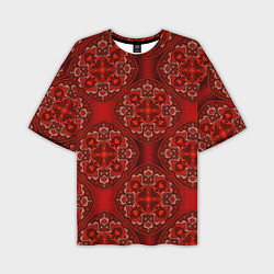 Мужская футболка оверсайз Красные абстрактные круглые узоры