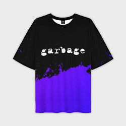 Мужская футболка оверсайз Garbage purple grunge