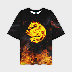 Футболка оверсайз мужская Огнедышащий дракон и пламя, цвет: 3D-принт