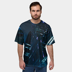 Футболка оверсайз мужская Неоновые ночные вышки в городе, цвет: 3D-принт — фото 2