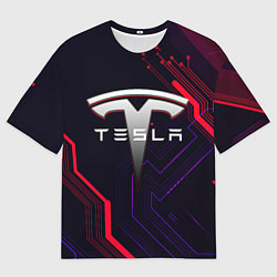 Футболка оверсайз мужская Тесла электросхемы, цвет: 3D-принт