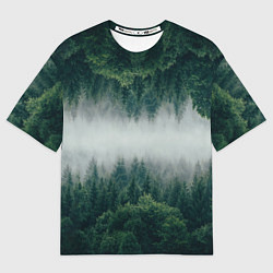Мужская футболка оверсайз ЗЕРКАЛЬНЫЙ ТУМАННЫЙ ЛЕС
