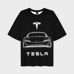 Футболка оверсайз мужская Tesla white light, цвет: 3D-принт