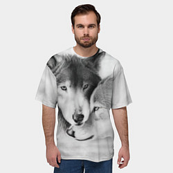Футболка оверсайз мужская Love: Волк и волчица, цвет: 3D-принт — фото 2