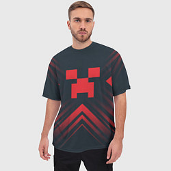 Футболка оверсайз мужская Красный символ Minecraft на темном фоне со стрелка, цвет: 3D-принт — фото 2