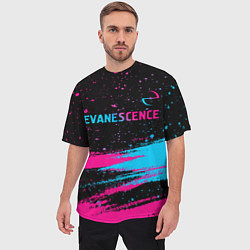 Футболка оверсайз мужская Evanescence - neon gradient: символ сверху, цвет: 3D-принт — фото 2