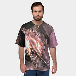 Футболка оверсайз мужская Берсерк Гатс В Доспехах Извергает Огонь, цвет: 3D-принт — фото 2