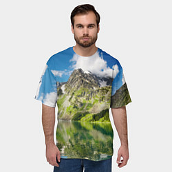 Футболка оверсайз мужская Живописное горное озеро, цвет: 3D-принт — фото 2