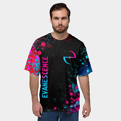 Футболка оверсайз мужская Evanescence - neon gradient: символ и надпись верт, цвет: 3D-принт — фото 2