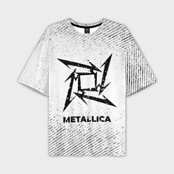 Футболка оверсайз мужская Metallica с потертостями на светлом фоне, цвет: 3D-принт