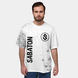 Футболка оверсайз мужская Sabaton glitch на светлом фоне: символ и надпись в, цвет: 3D-принт — фото 2