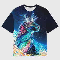 Футболка оверсайз мужская Неоновый сказочный леопард, цвет: 3D-принт