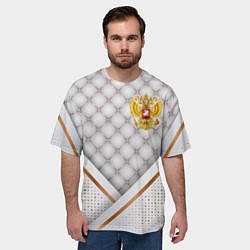 Футболка оверсайз мужская Герб России white gold, цвет: 3D-принт — фото 2