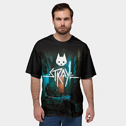 Футболка оверсайз мужская Stray кот в ночи, цвет: 3D-принт — фото 2