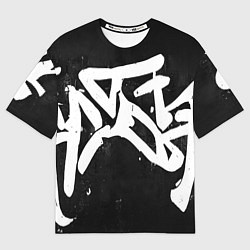 Мужская футболка оверсайз Иероглифы в стиле граффити