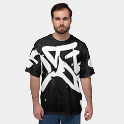 Футболка оверсайз мужская Иероглифы в стиле граффити, цвет: 3D-принт — фото 2