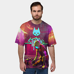 Футболка оверсайз мужская Stray - cat & robot, цвет: 3D-принт — фото 2