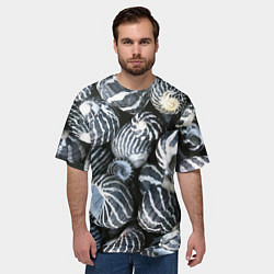 Футболка оверсайз мужская Паттерн из океанских ракушек, цвет: 3D-принт — фото 2