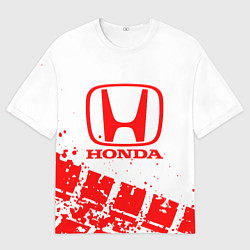 Футболка оверсайз мужская Honda - красный след шины, цвет: 3D-принт
