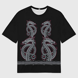 Футболка оверсайз мужская Дом Дракона орнамент с драконами, цвет: 3D-принт