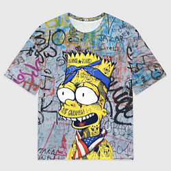 Футболка оверсайз мужская Кульный Барт Симпсон весь в тату - Hype, цвет: 3D-принт