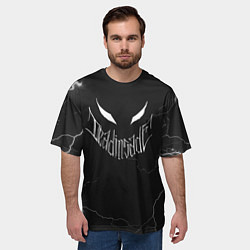 Футболка оверсайз мужская Dead inside - Молнии на чёрном - Каллиграфический, цвет: 3D-принт — фото 2