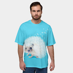 Футболка оверсайз мужская Белый ежик одуванчик, цвет: 3D-принт — фото 2