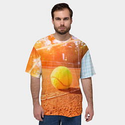 Футболка оверсайз мужская Теннис - рассвет, цвет: 3D-принт — фото 2