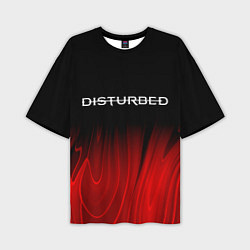 Мужская футболка оверсайз Disturbed red plasma