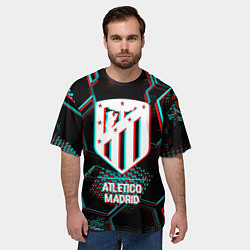 Футболка оверсайз мужская Atletico Madrid FC в стиле glitch на темном фоне, цвет: 3D-принт — фото 2