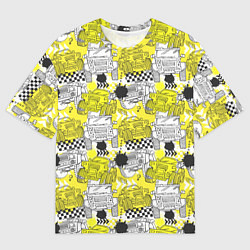 Футболка оверсайз мужская Авто и клякса, цвет: 3D-принт