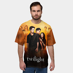Футболка оверсайз мужская Сумерки сага бежевый и черный фон, цвет: 3D-принт — фото 2