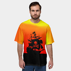 Футболка оверсайз мужская Пиратский корабль на закате, цвет: 3D-принт — фото 2