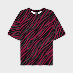 Футболка оверсайз мужская Модный полосатый красно- черный узор Зебра, цвет: 3D-принт